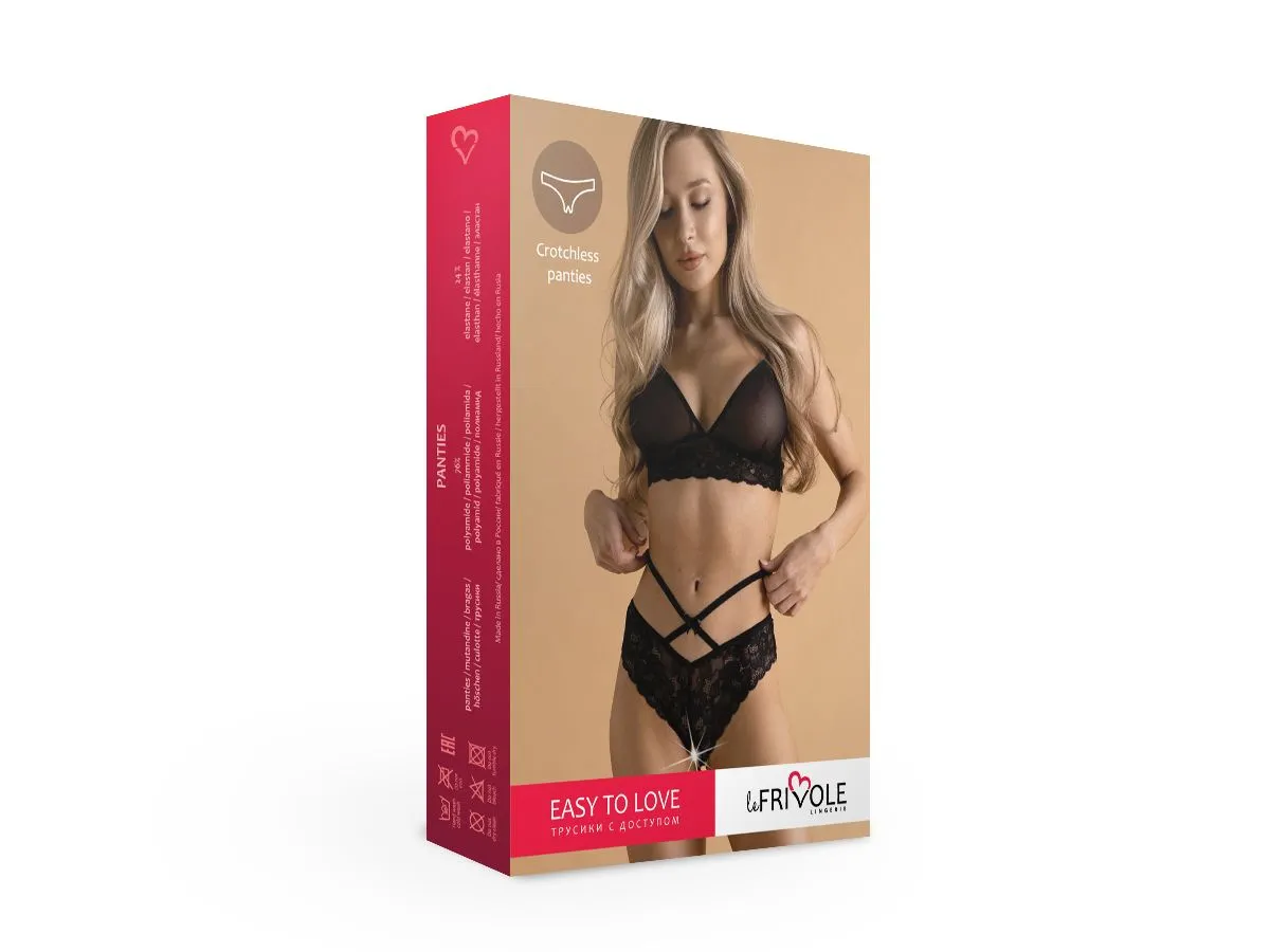 Эротическое романтичные кружевные трусики с доступом и стрепами easy to love в СПб