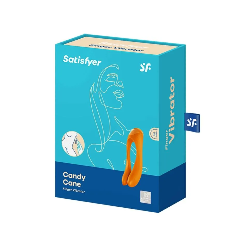 мини-вибратор на палец satisfyer candy cane, оранжевый в СПб