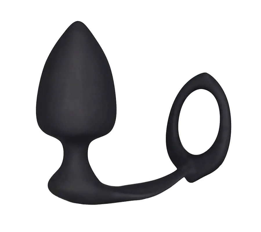 Анальная пробка Lovetoy Combo Threat Cockring Plug, черная