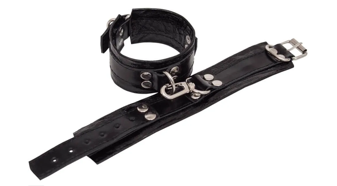 наручники декоративные кожаные индиго лайт, черные в СПб