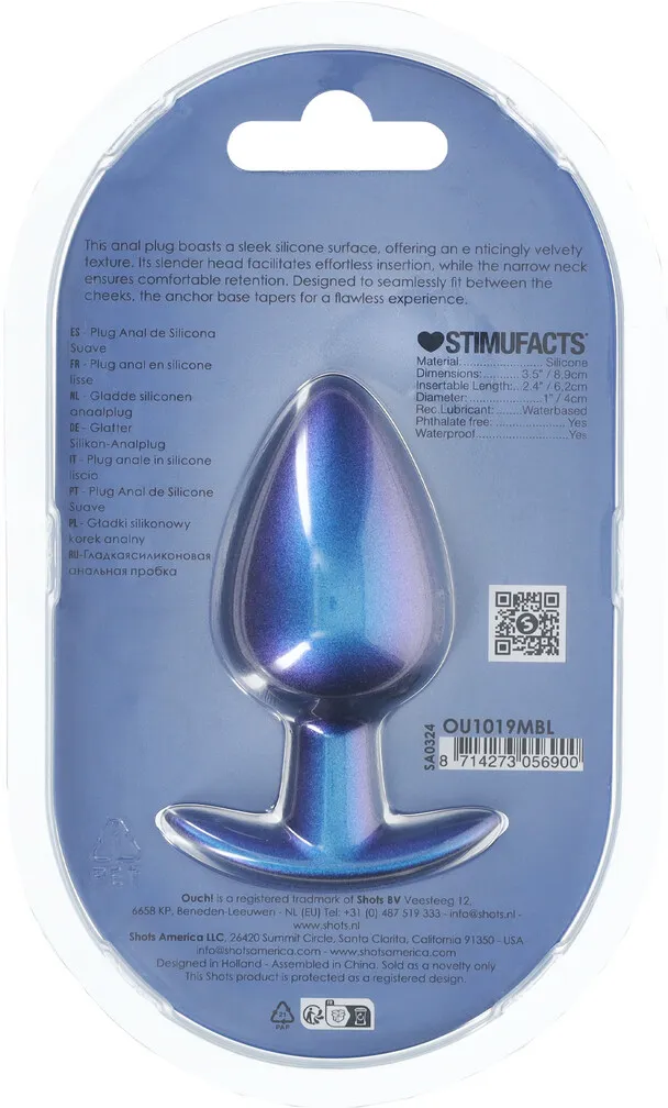 анальная пробка из силикона l - metallic blu в СПб