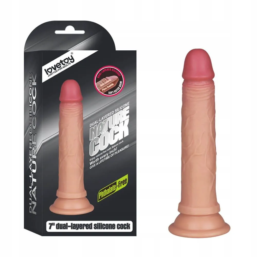 фаллоимитатор 7 inch dual layered liquid silicone nature cock, телесный в СПб