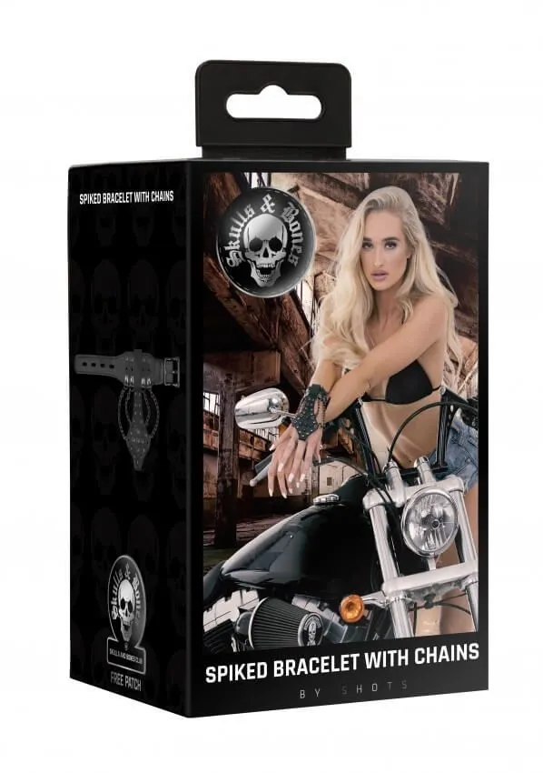 браслет с шипами и цепями skulls and bones, черный в СПб