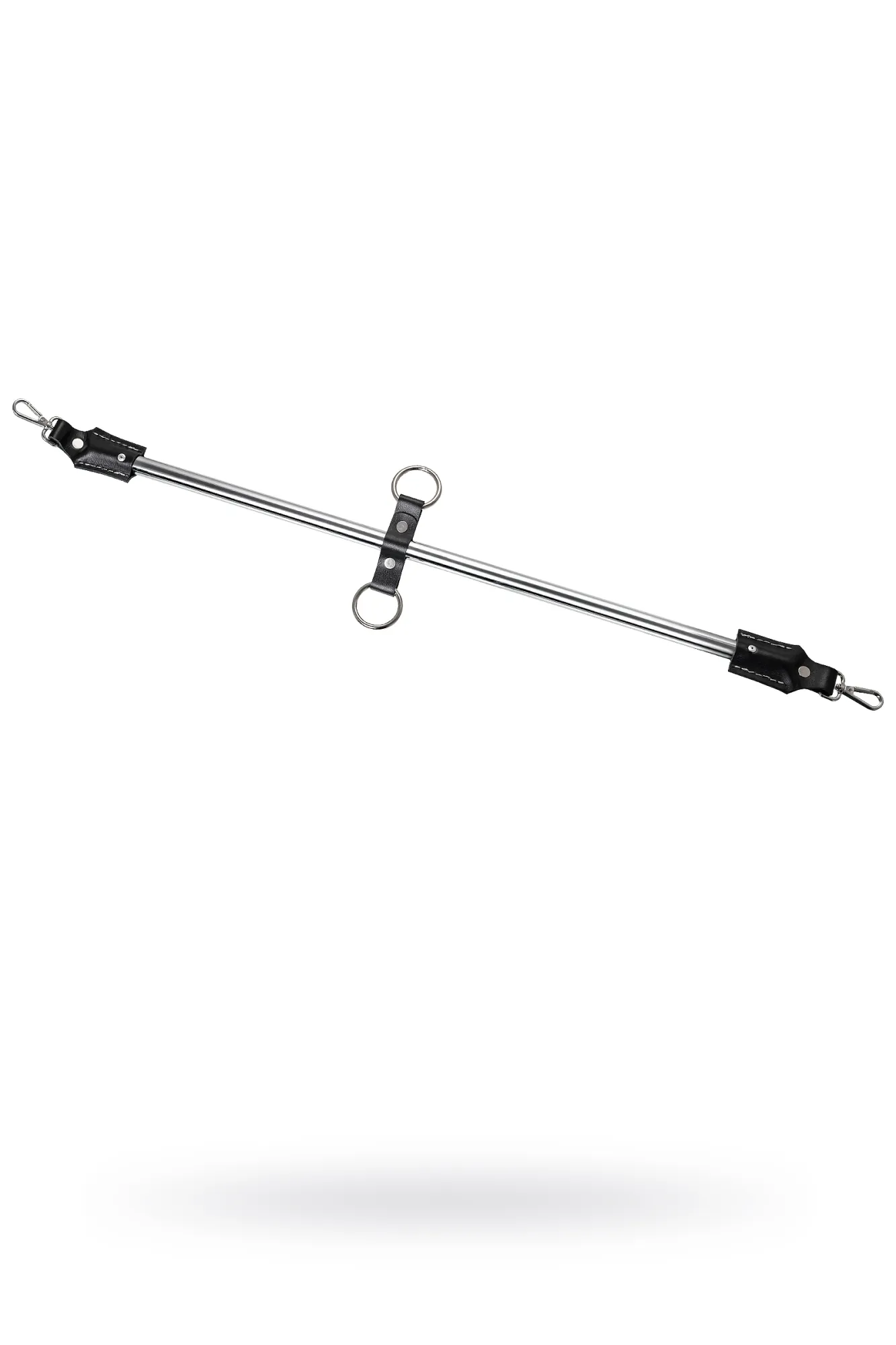 Распорка большая для фиксации Pecado BDSM, металлическая с карабинами, наконечники-натуральная кожа