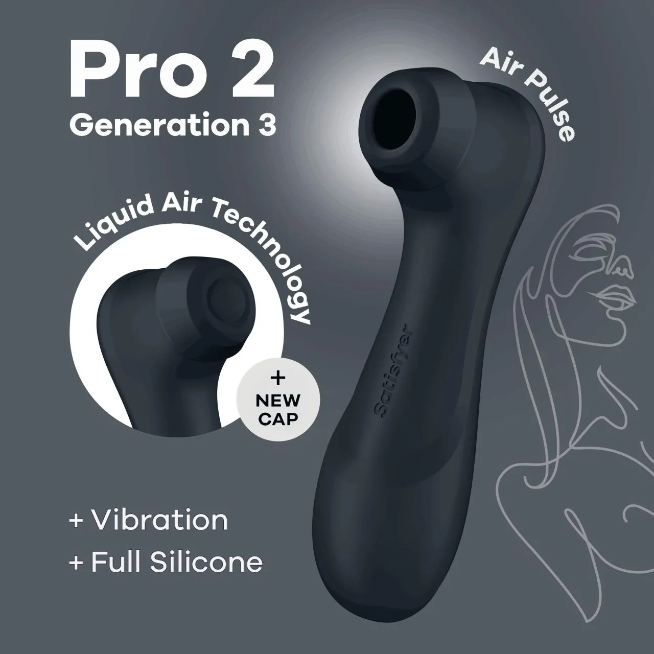 клиторальный вибростимулятор pro 2 generation 3 with liquid air (dark grey) в СПб