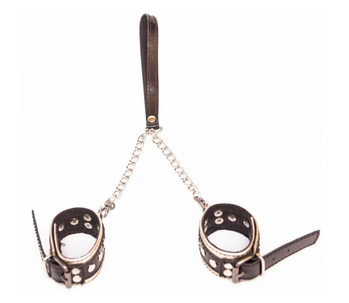 наручники декоративные индиго на подкладке, с поводком в СПб