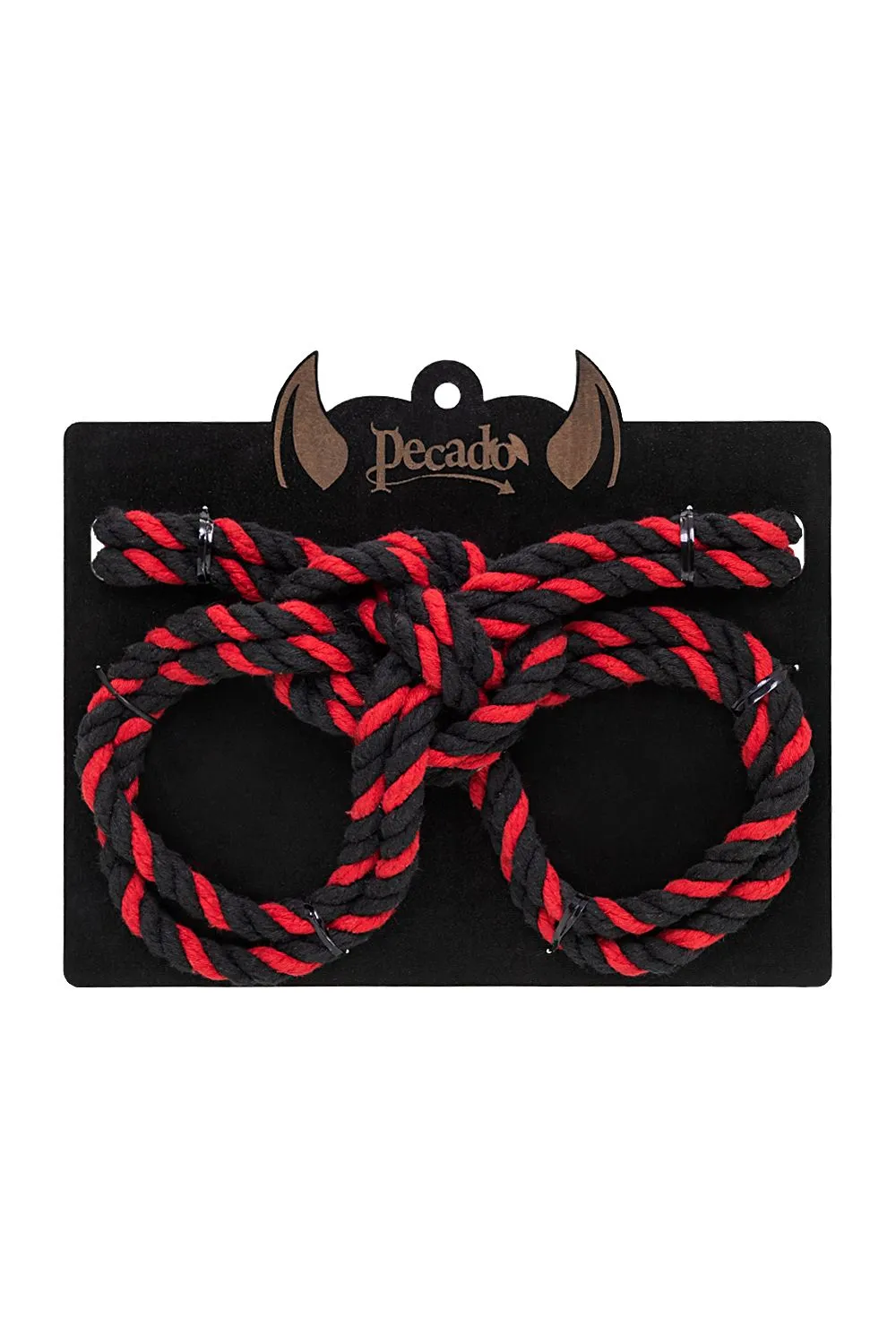 наручники-оковы pecado bdsm, "узел-альфа", из хлопковой веревки, черно-красные, 3,3 м в СПб