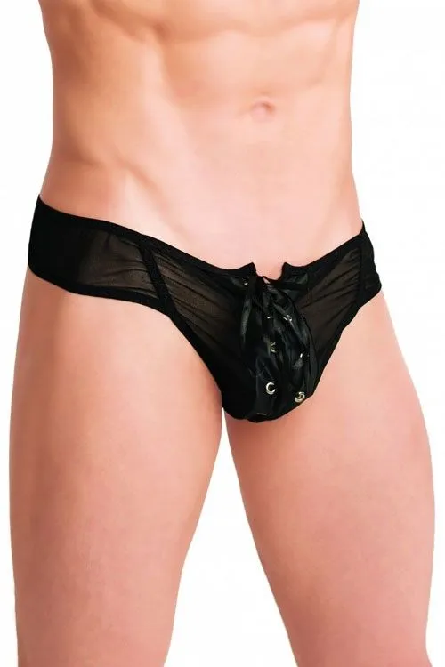 Эротическое трусы мужские flirton со шнуровкой, черные в СПб