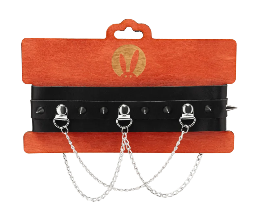 Чокер PinkRabbit с шипами и с цепочкой