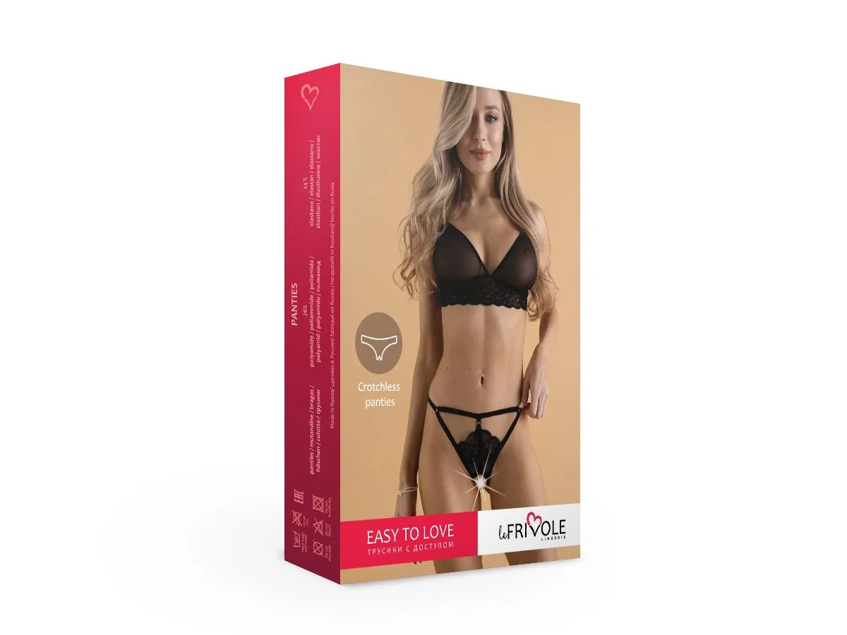 Эротическое чарующие трусики с доступом из кружева и стреп-лент easy to love в СПб