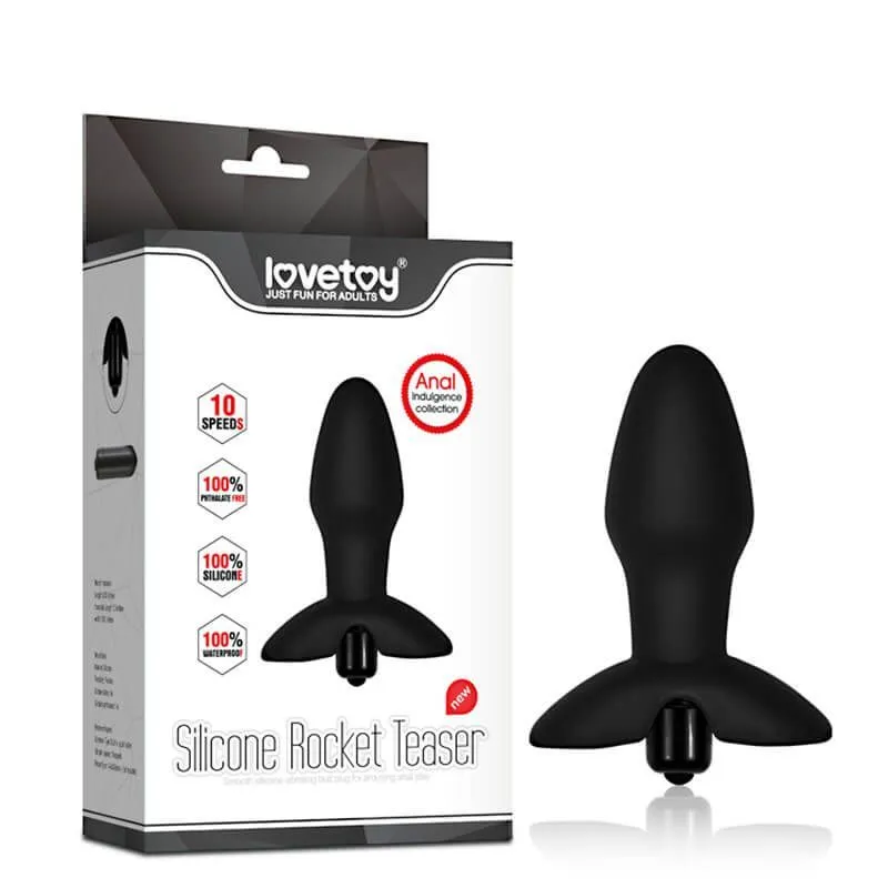 анальная пробка lovetoy silicone rocket teaser, с вибрацией, чёрная в СПб