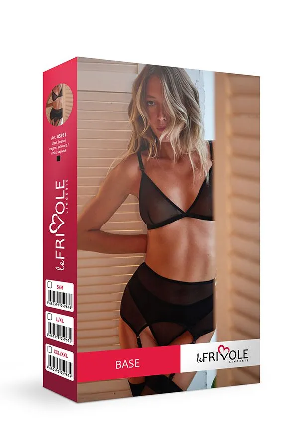 Эротическое базовый комплект из бюстгалтера, стрингов и широкого пояса для чулок base в СПб