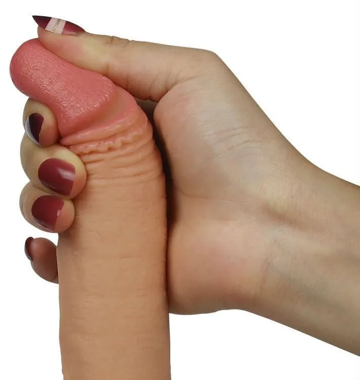 фаллоимитатор lovetoy 7 inch dual layered liquid silicone nature cock, телесный в СПб