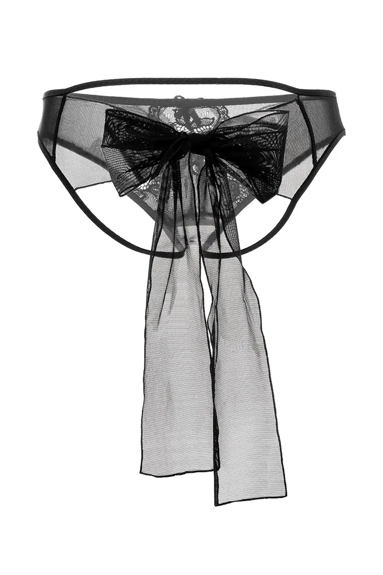 Эротическое эротические трусики с бантом erolanta mia, чёрные в СПб