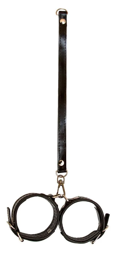 наручники декоративные индиго с кожаной петлей, черные в СПб