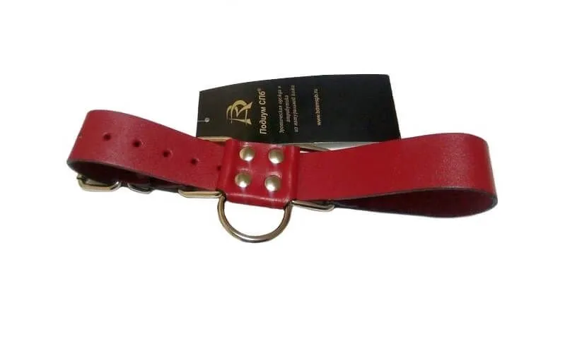 наручники декоративные ременные с полукольцом подиум 3 см, красные в СПб