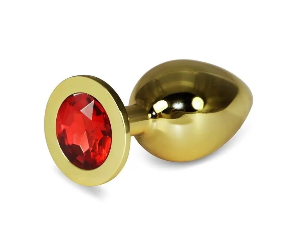 Анальная пробка Lovetoy Rosebud Classic L, с красным камнем