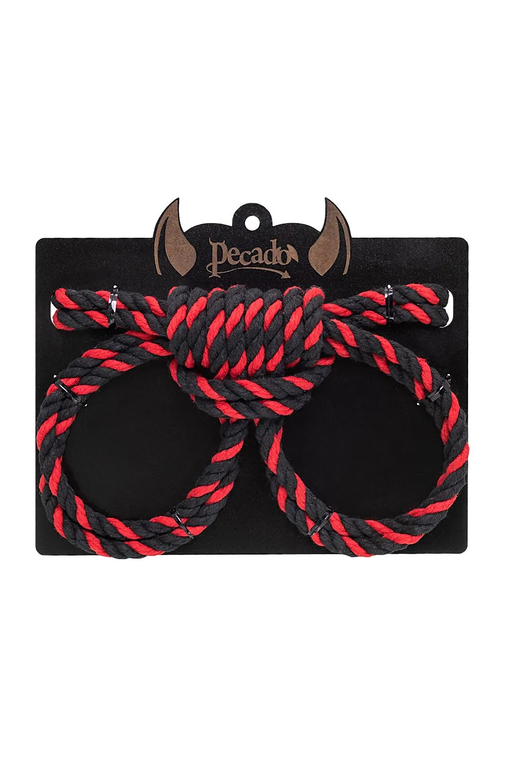 наручники-оковы pecado bdsm, "узел-омега", из хлопковой веревки, черно-красные, 3,5 м в СПб