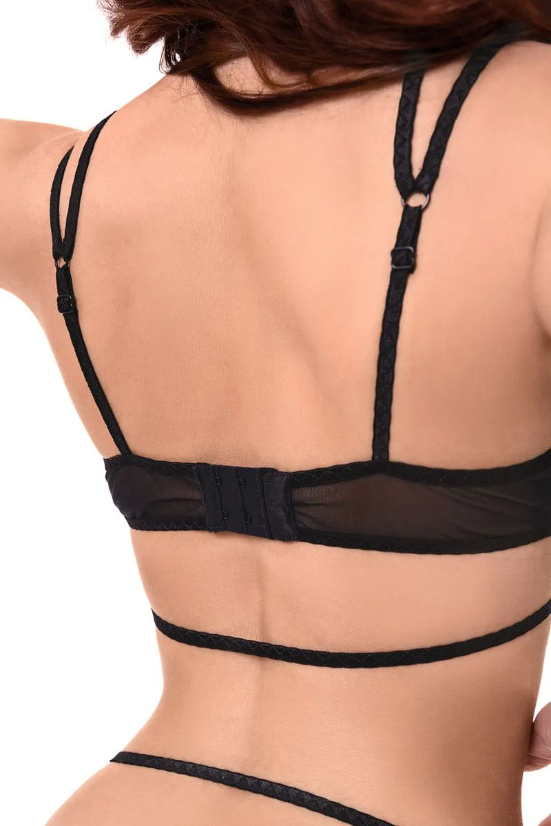 Эротическое боди с кружевом жабо erolanta eva, черное в СПб