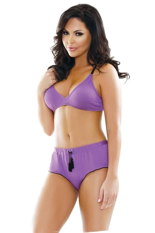 Эротическое комплект белья fantasy lingerie nina bralette & shorts, фиолетовый в СПб