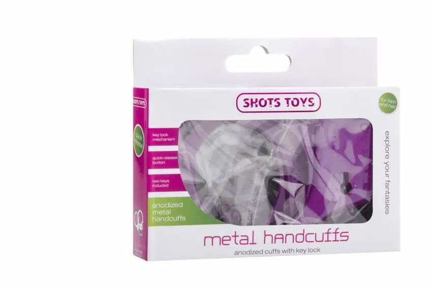 наручники декоративные shots media metal handcuffs, фиолетовые в СПб