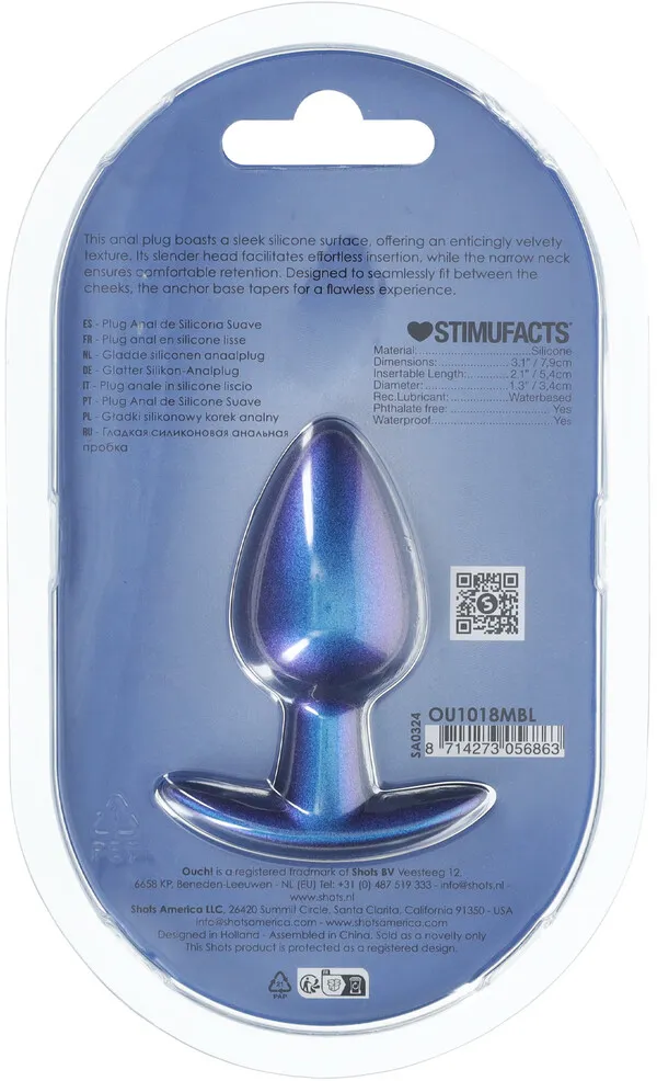 анальная пробка из силикона m - metallic bl в СПб