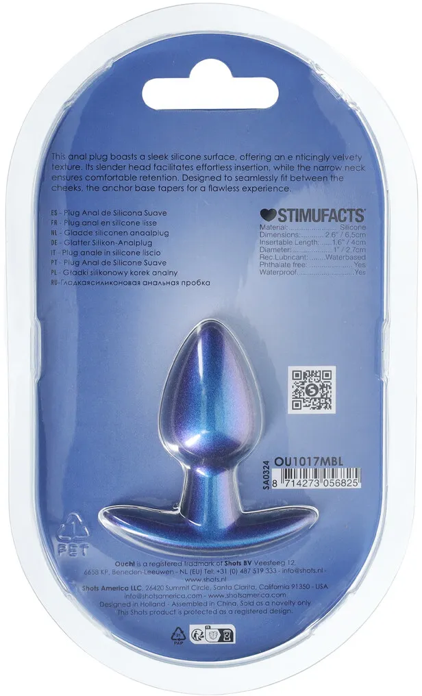 анальная пробка из силикона s- metallic blu в СПб