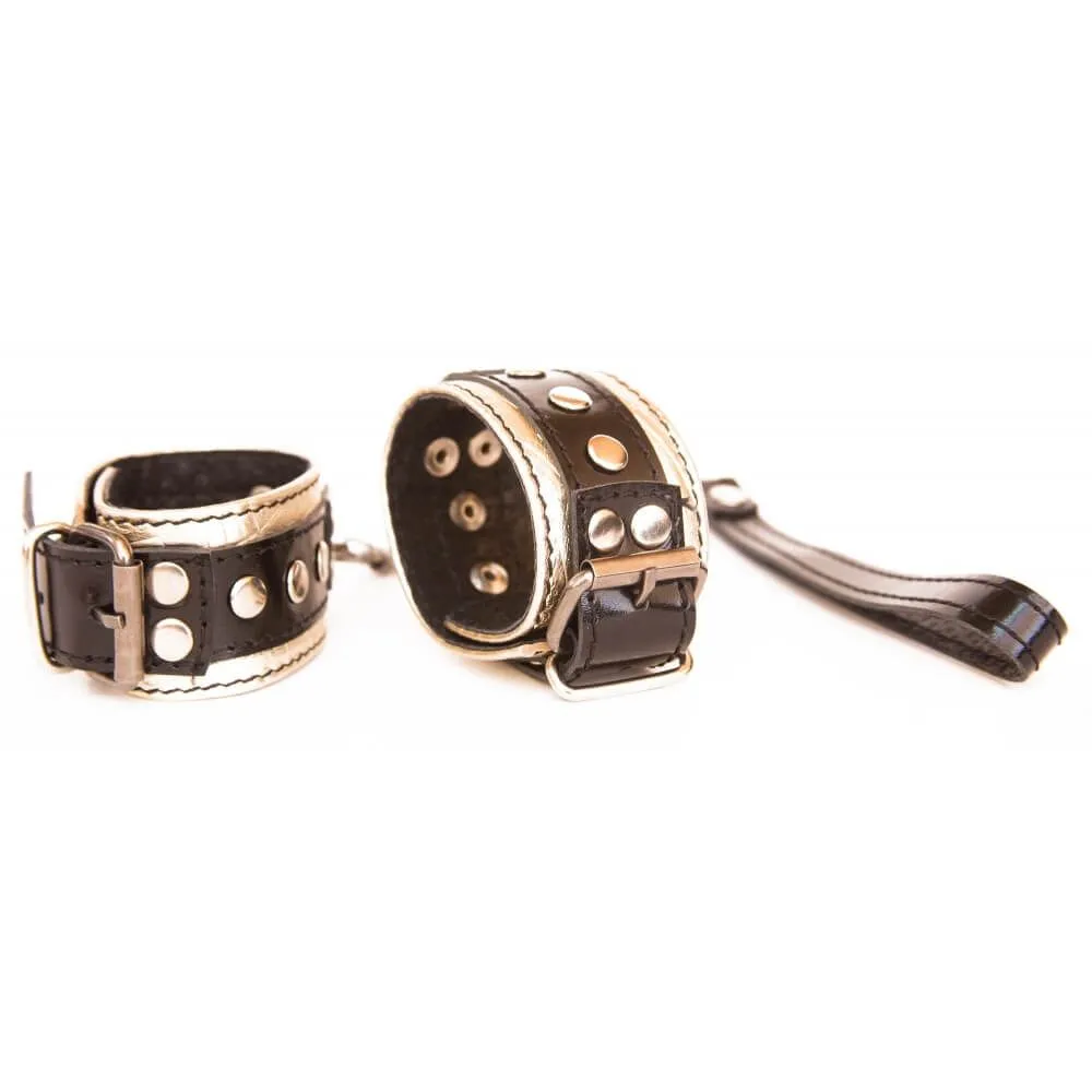 наручники декоративные индиго на подкладке, с поводком в СПб