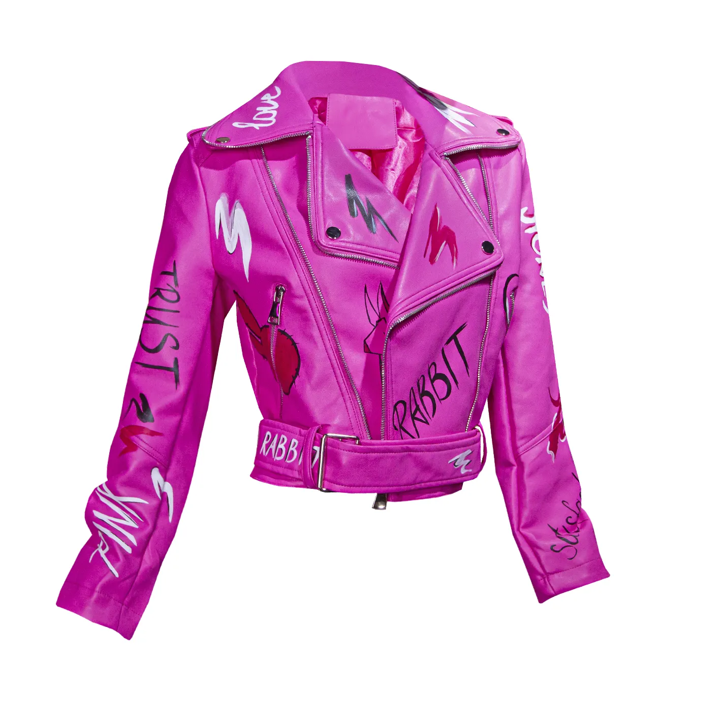 Куртка женская кожаная PinkRabbit, розовая