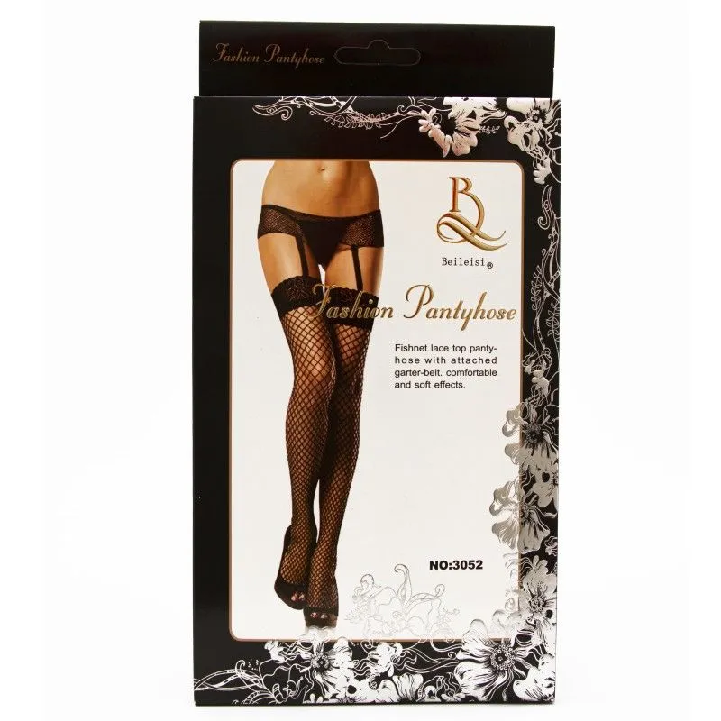 Эротическое чулки в крупную сетку с ажурной резинкой в СПб