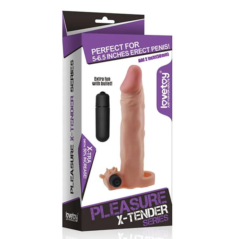 насадка на член lovetoy pleasure x-tender 7.5 inch, с вибрацией в СПб