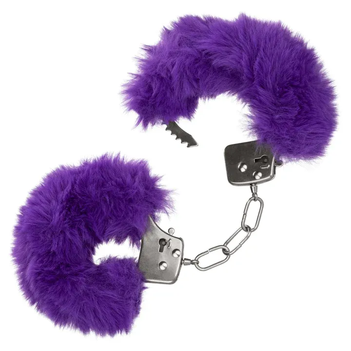 Металлические наручники с искусственным мехом Ultra Fluffy Furry Cuffs, фиолетовые