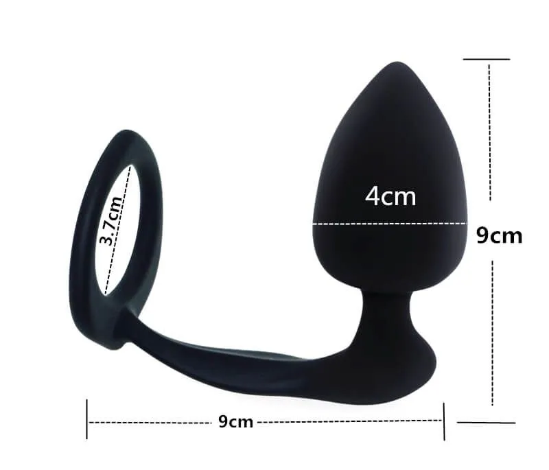 анальная пробка lovetoy combo threat cockring plug, черная в СПб