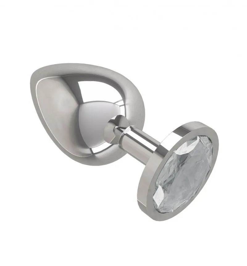 анальная втулка silver большая с прозрачным кристаллом в СПб