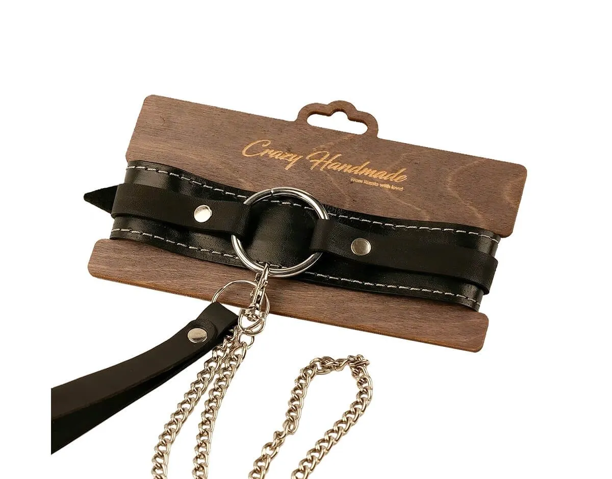 Ошейник-чокер PinkRabbit из мягкой кожи, чёрный