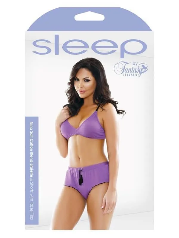 Эротическое комплект белья fantasy lingerie nina bralette & shorts, фиолетовый в СПб