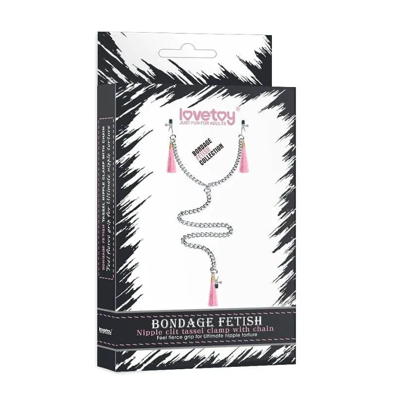 зажимы для сосков и клитора lovetoy tassel clamp, розовые в СПб