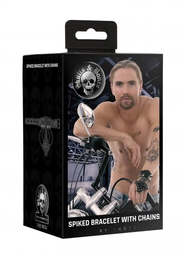 браслет с шипами и цепями skulls and bones, черный в СПб