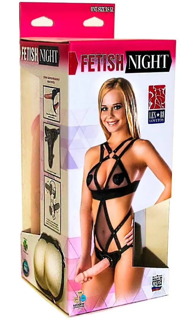 костюм бдсм lovetoy со страпоном, черный в СПб