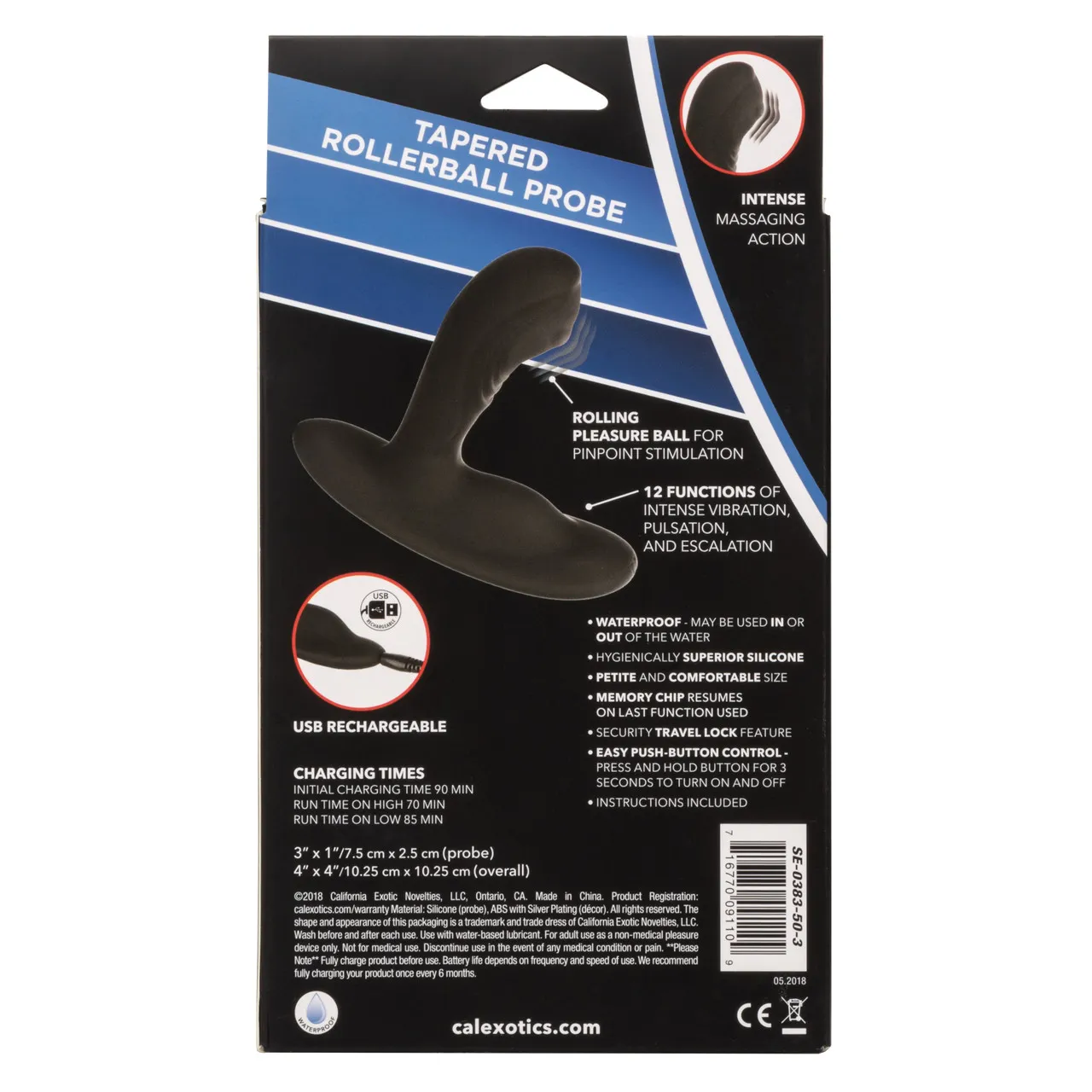 перезарежаемый силиконовый массажер простатыtapered roller ball probe с функцией "вращающийся шарик" в СПб