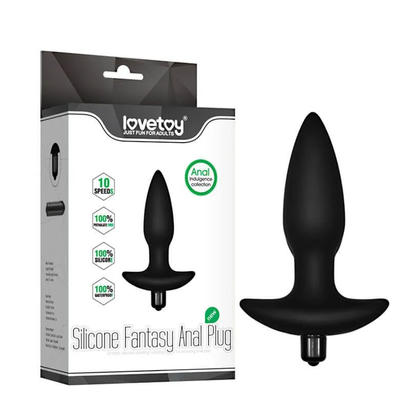 анальная пробка lovetoy silicone fantasy anal plug, с вибрацией, чёрная в СПб