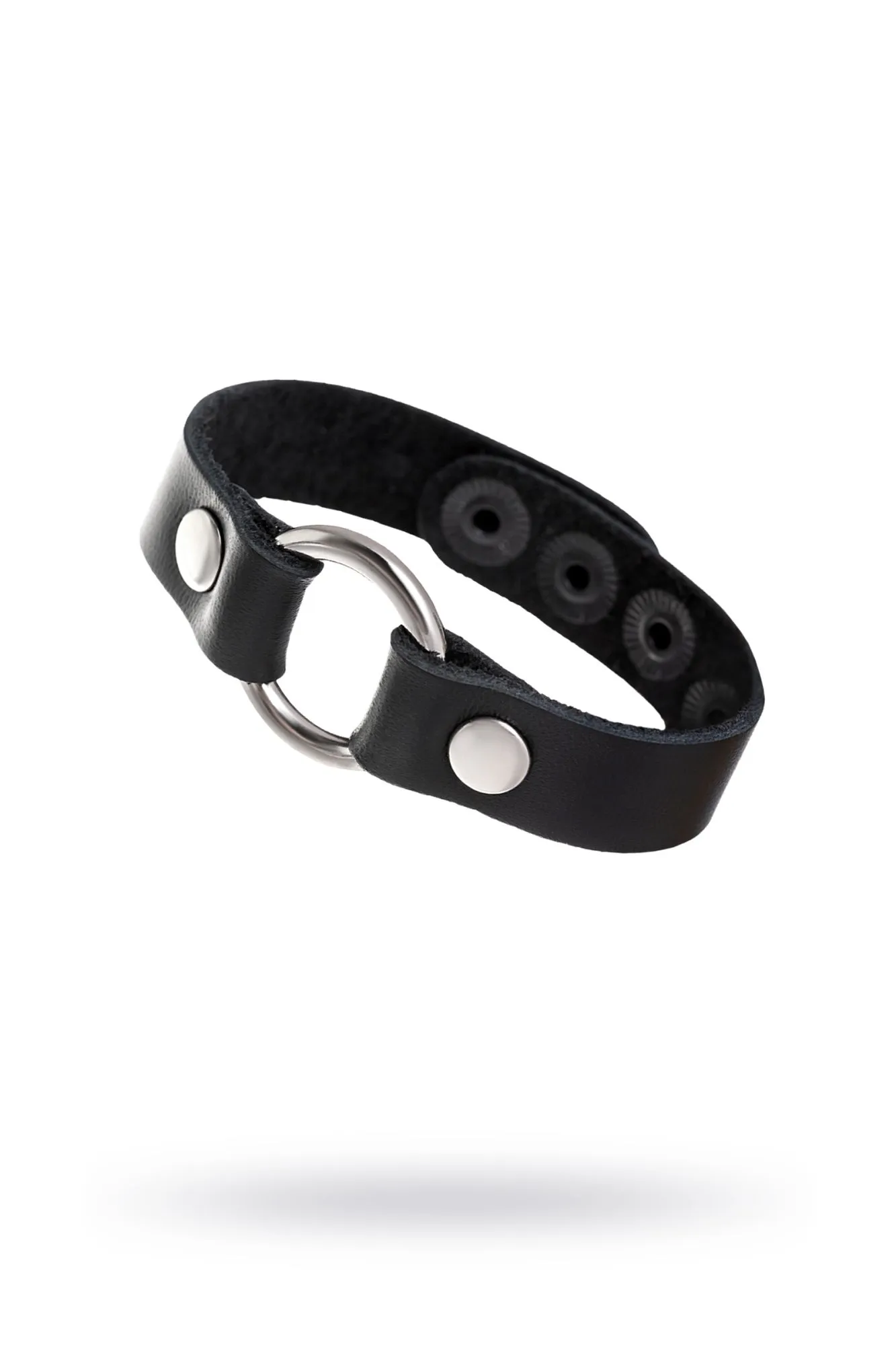 браслет штучки-дрючки с кольцом, кожанный, черный в СПб