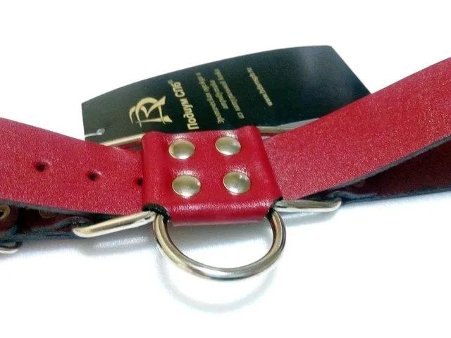 наручники декоративные ременные с полукольцом подиум 3 см, красные в СПб