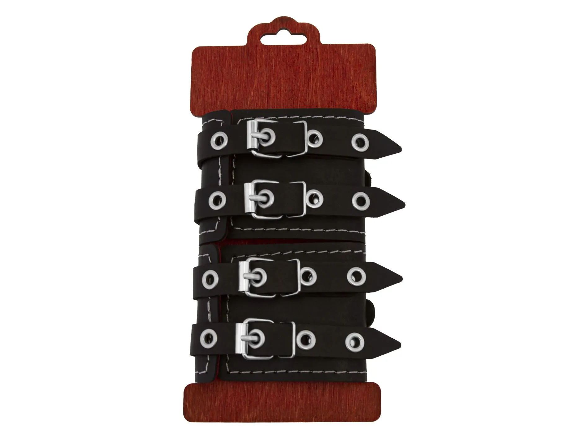 наручники декоративные pinkrabbit с двумя ремнями и красной подкладкой, черные в СПб