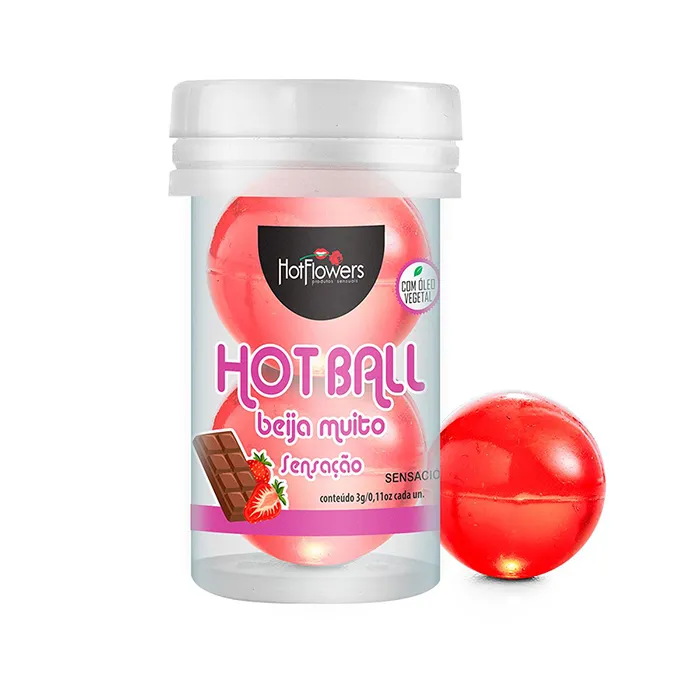 Лубрикант AROMATIC HOT BALL на масляной основе в виде двух шариков, клубника в шоколаде