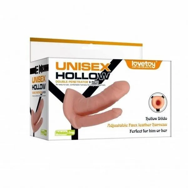 страпон lovetoy unisex hollow двойной, телесный в СПб