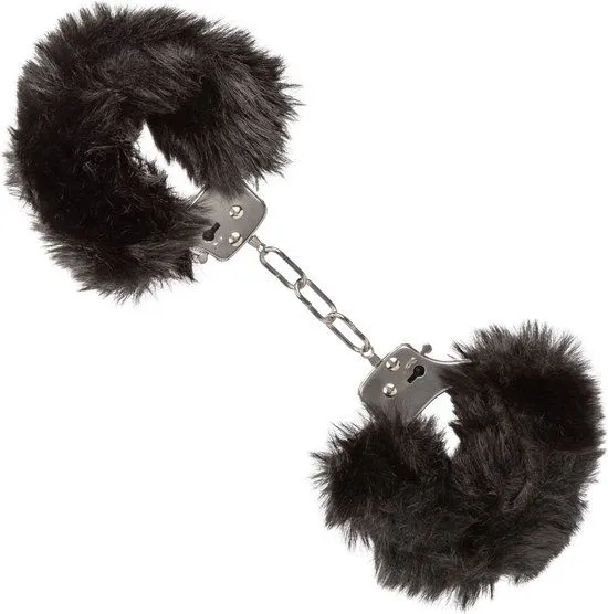 металлические наручники с искусственным мехом ultra fluffy furry cuffs, черные в СПб