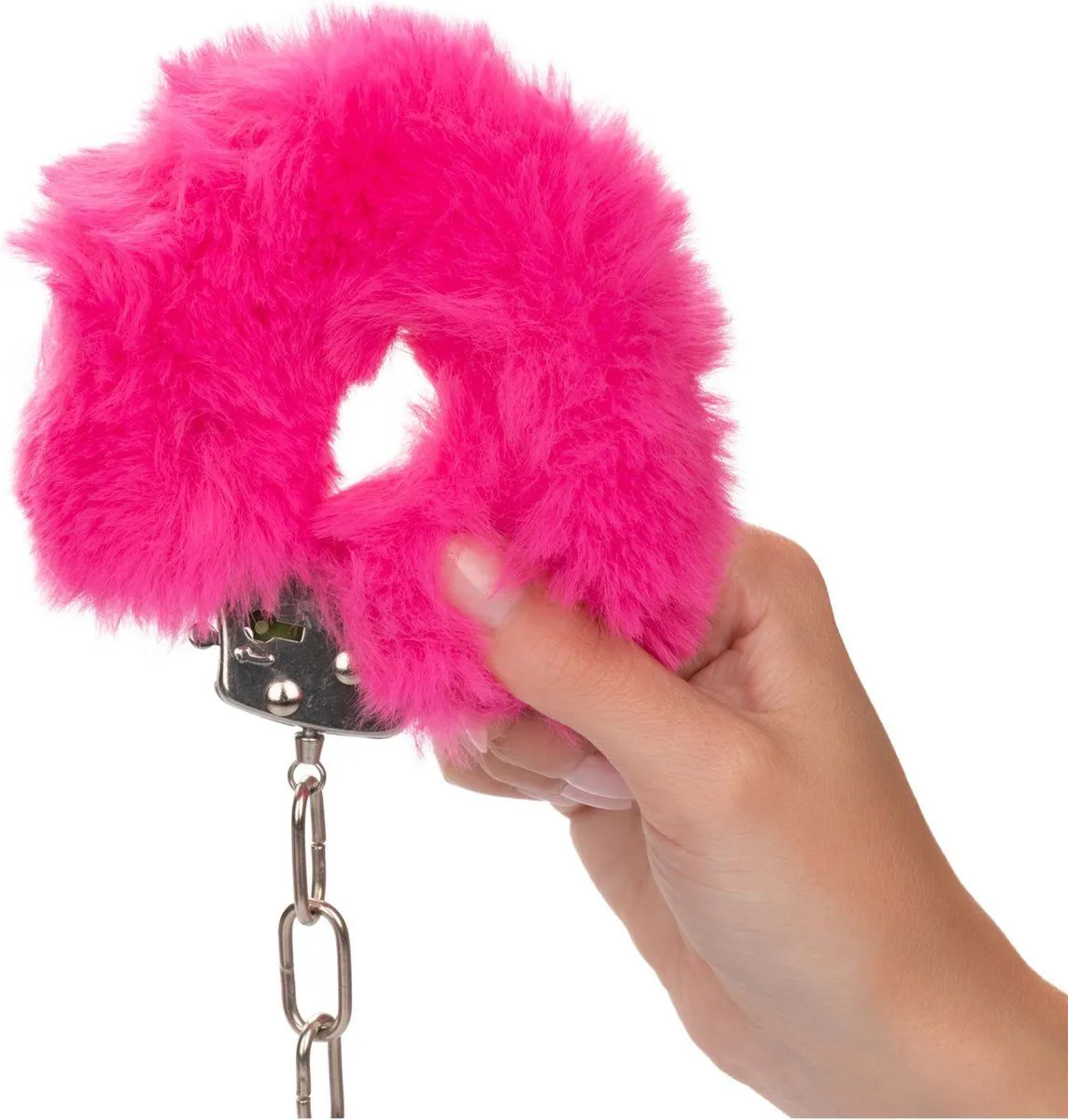металлические наручники с искусственным мехом ultra fluffy furry cuffs, розовые в СПб