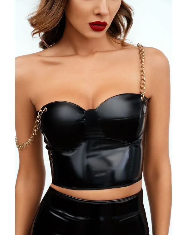 Эротическое лакированный топ с цепями в СПб