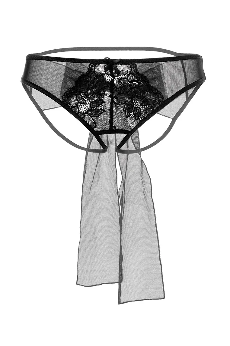 Эротическое эротические трусики с бантом erolanta mia, чёрные в СПб